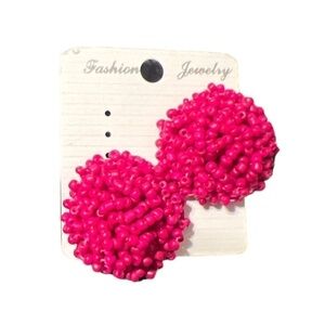 BEADED stud earrings. Pink. NWT